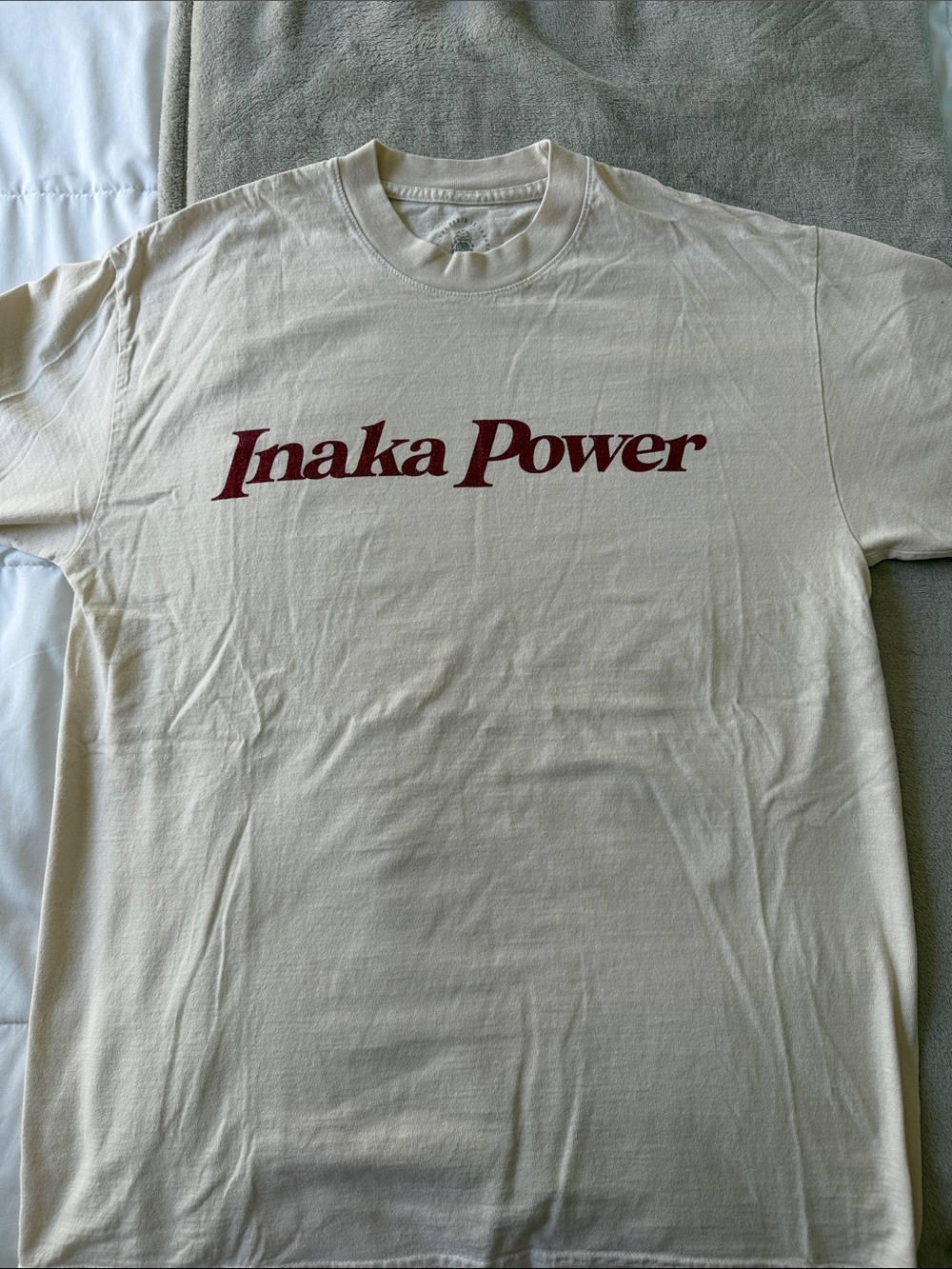 Inaka Power Cream Tee with Burgundy Logo